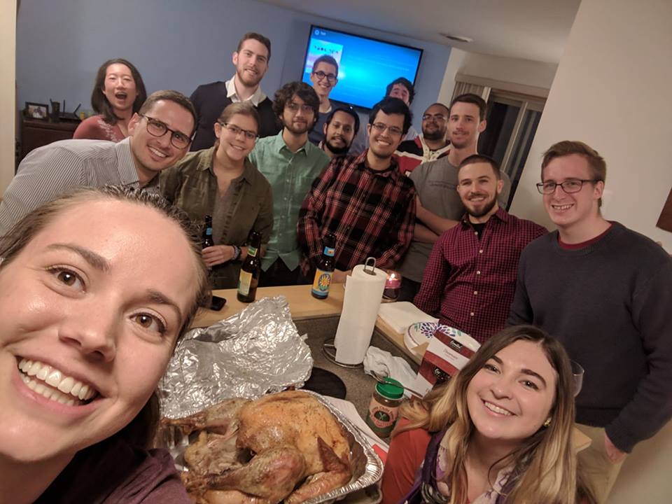 A group of students from my department got together at my apartment for a "friendsgiving" celebration
