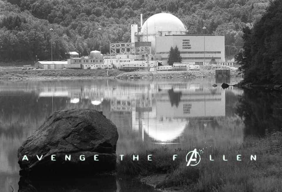 Decommissioned nuclear reactors as Avengers Endgame posters